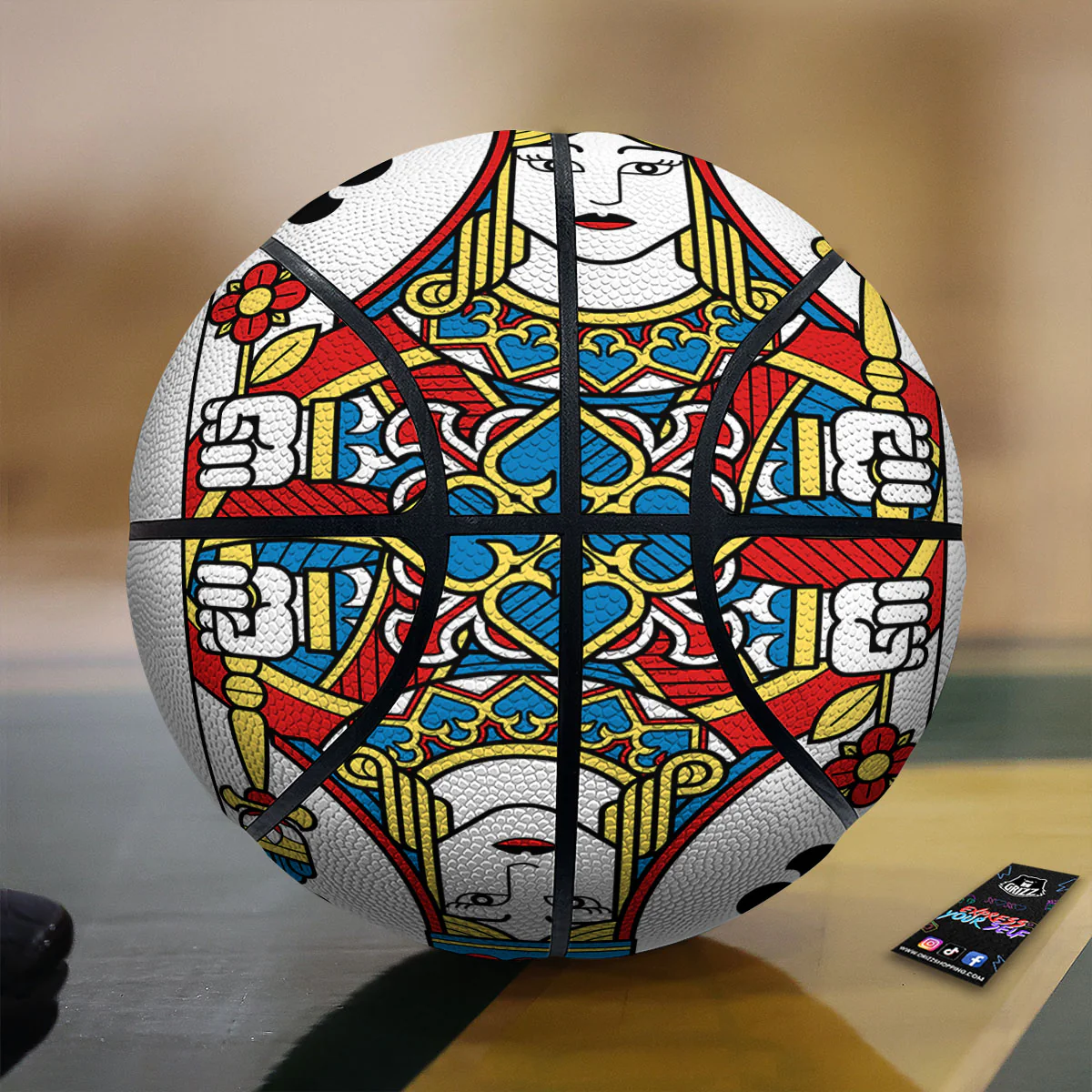 Playing Card Queen Of Spades Print Basketball