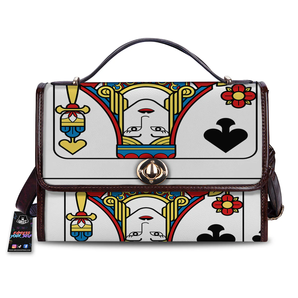 Playing Card Queen Of Spades Print Women's Satchel Bag