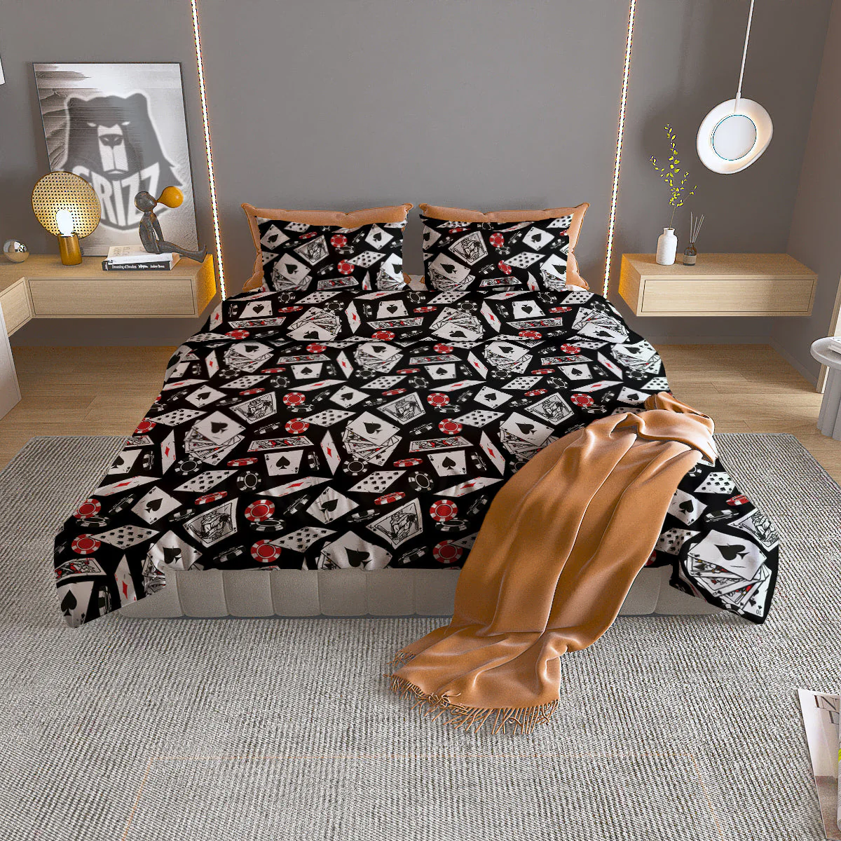 Playing Cards Ace Print Pattern Duvet Cover Bedding Set