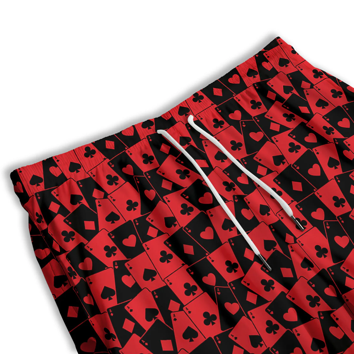 Playing Cards Black Red Print Pattern Men's Athletic Shorts - Image 3