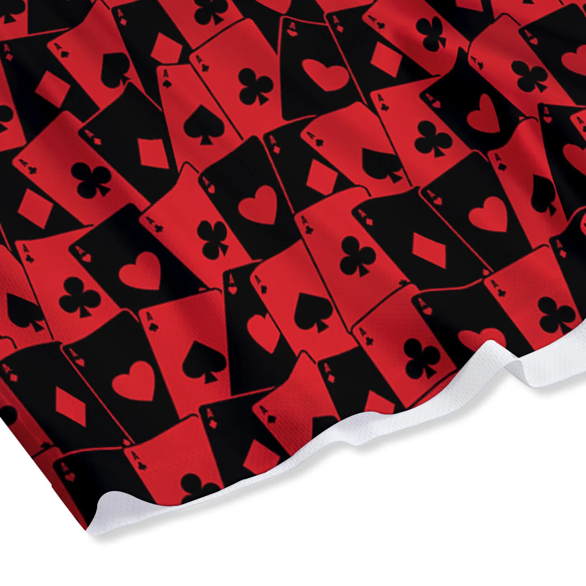 Playing Cards Black Red Print Pattern Mesh Shorts - Image 4