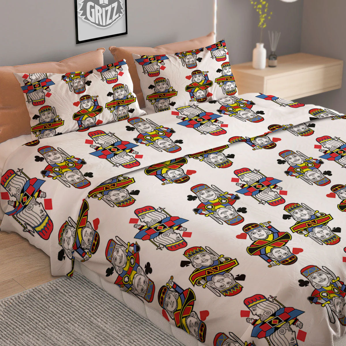 Playing Cards Four Kings Print Pattern Duvet Cover Bedding Set - Image 2