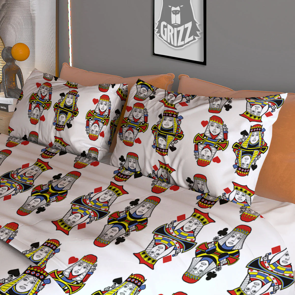 Playing Cards Four Queens Print Pattern Duvet Cover Bedding Set - Image 3