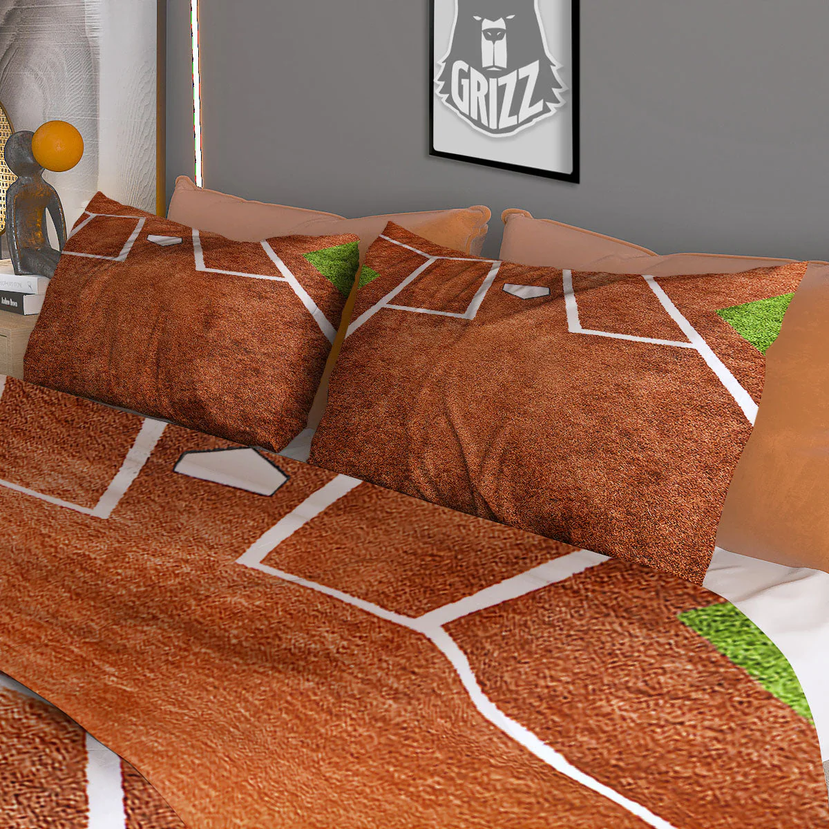 Playing Field Softball Print Duvet Cover Bedding Set - Image 3
