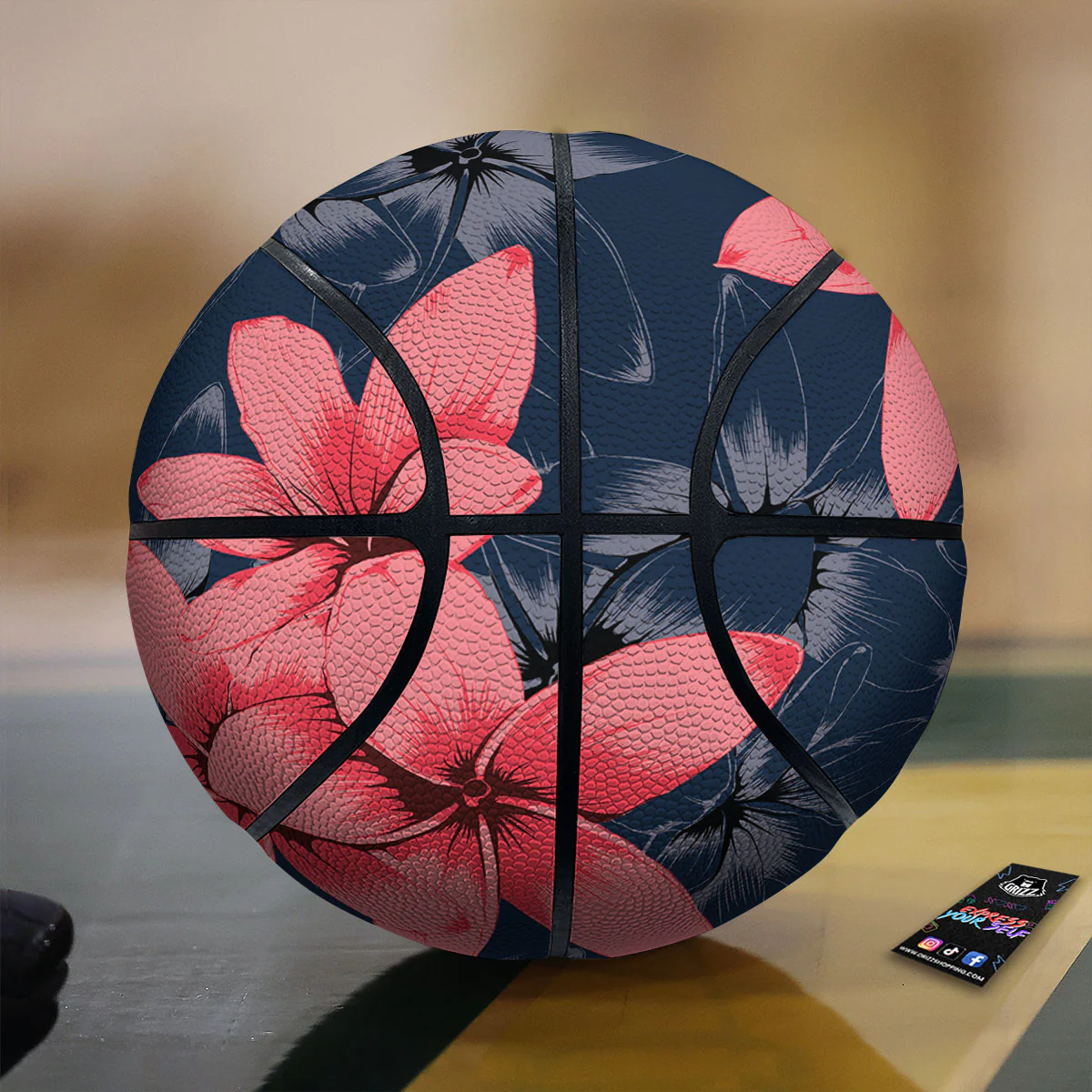Plumeria Flower Pink Print Basketball
