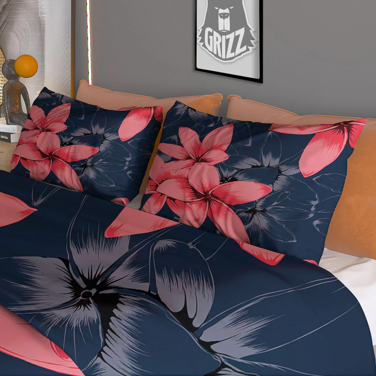 Plumeria Flower Pink Print Duvet Cover Bedding Set - Image 3