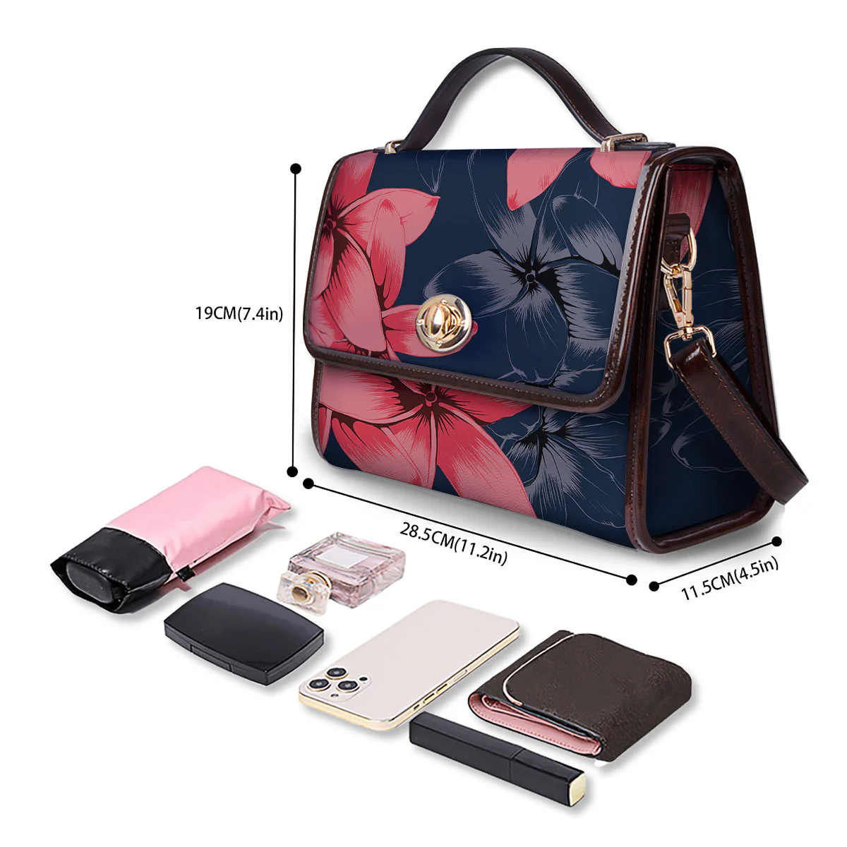 Plumeria Flower Pink Print Women's Satchel Bag - Image 4