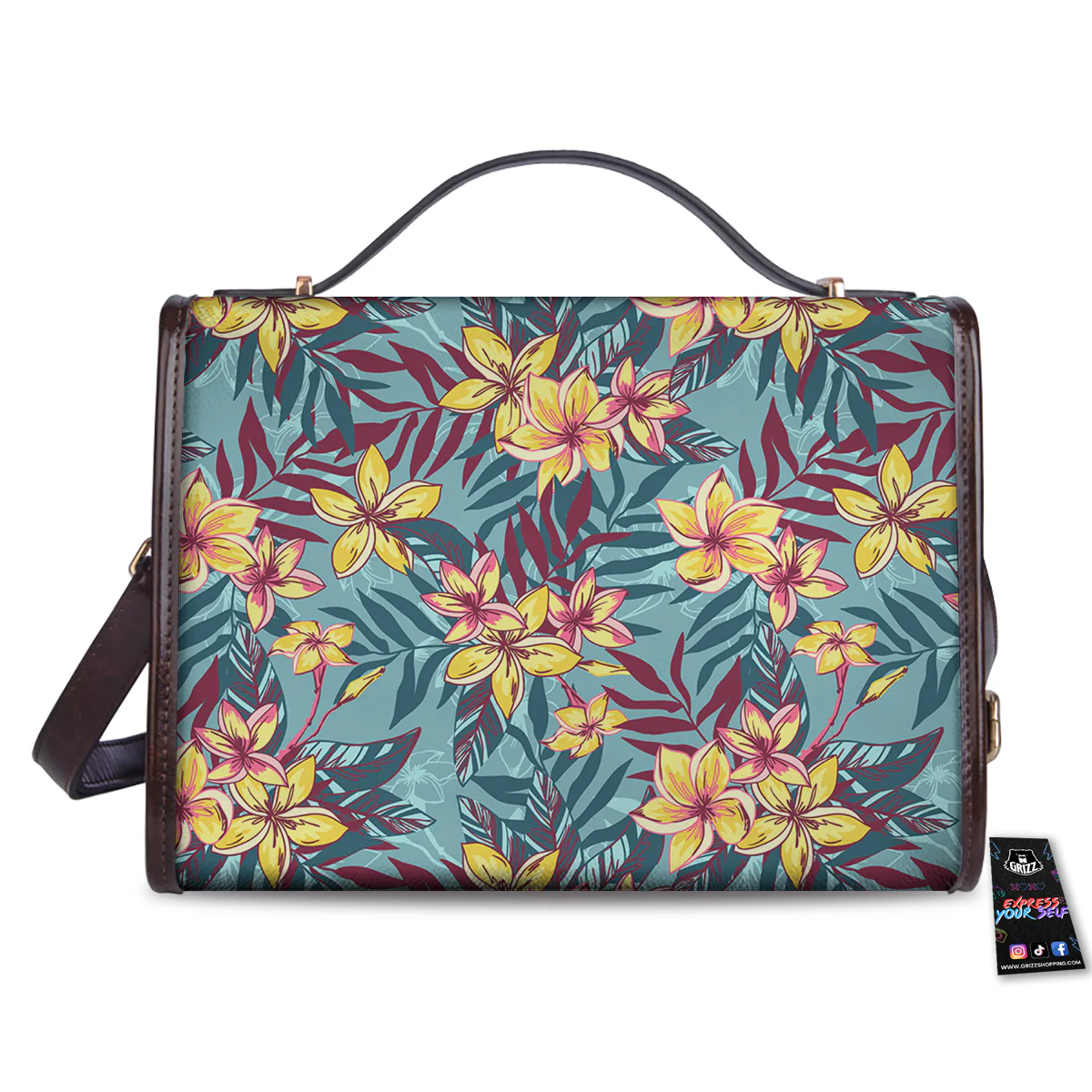 Plumeria Frangipani Tropical Print Pattern Women's Satchel Bag - Image 2