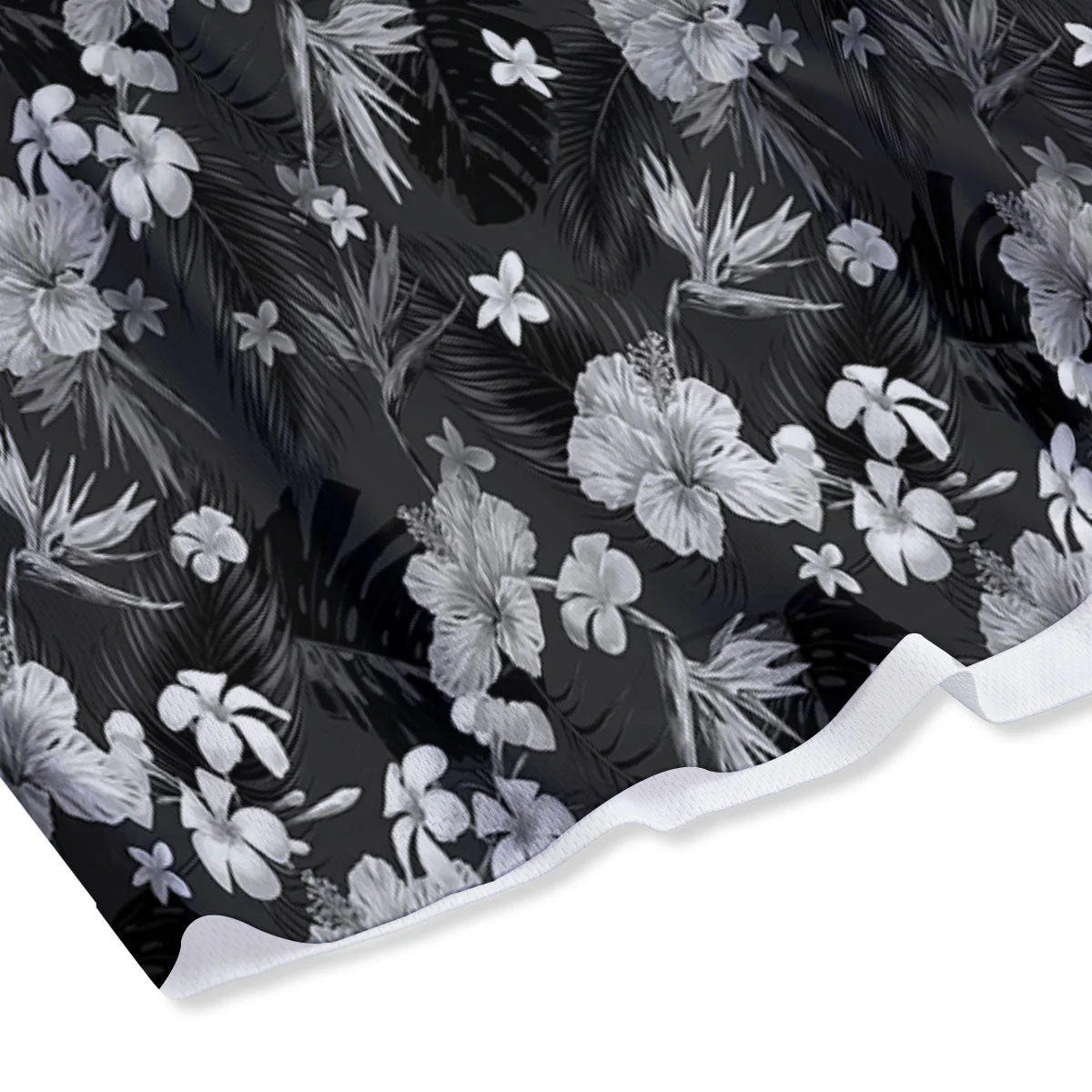 Plumeria Monochrome Print Pattern Mesh Shorts - Image 4