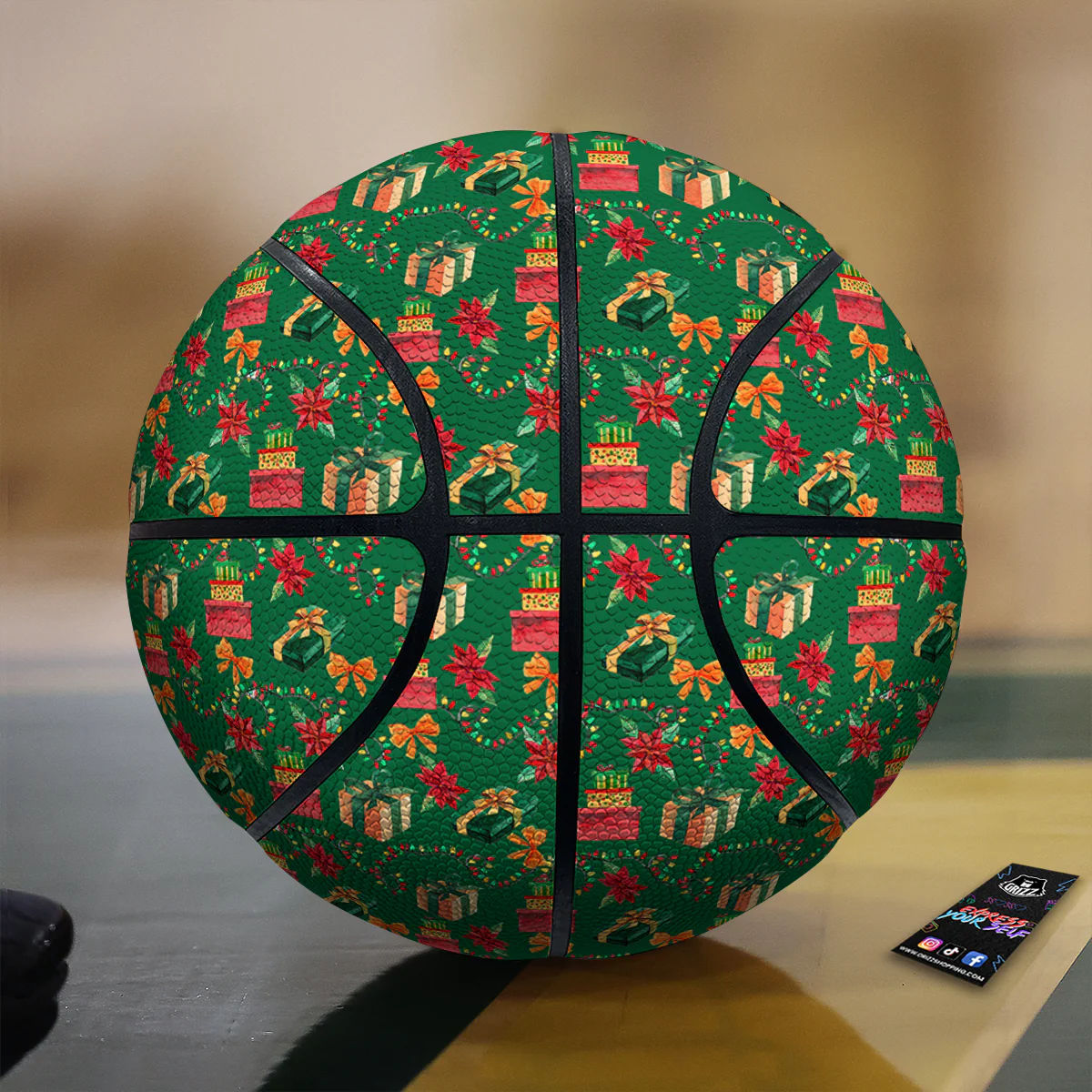 Poinsettia Cute Christmas Print Pattern Basketball