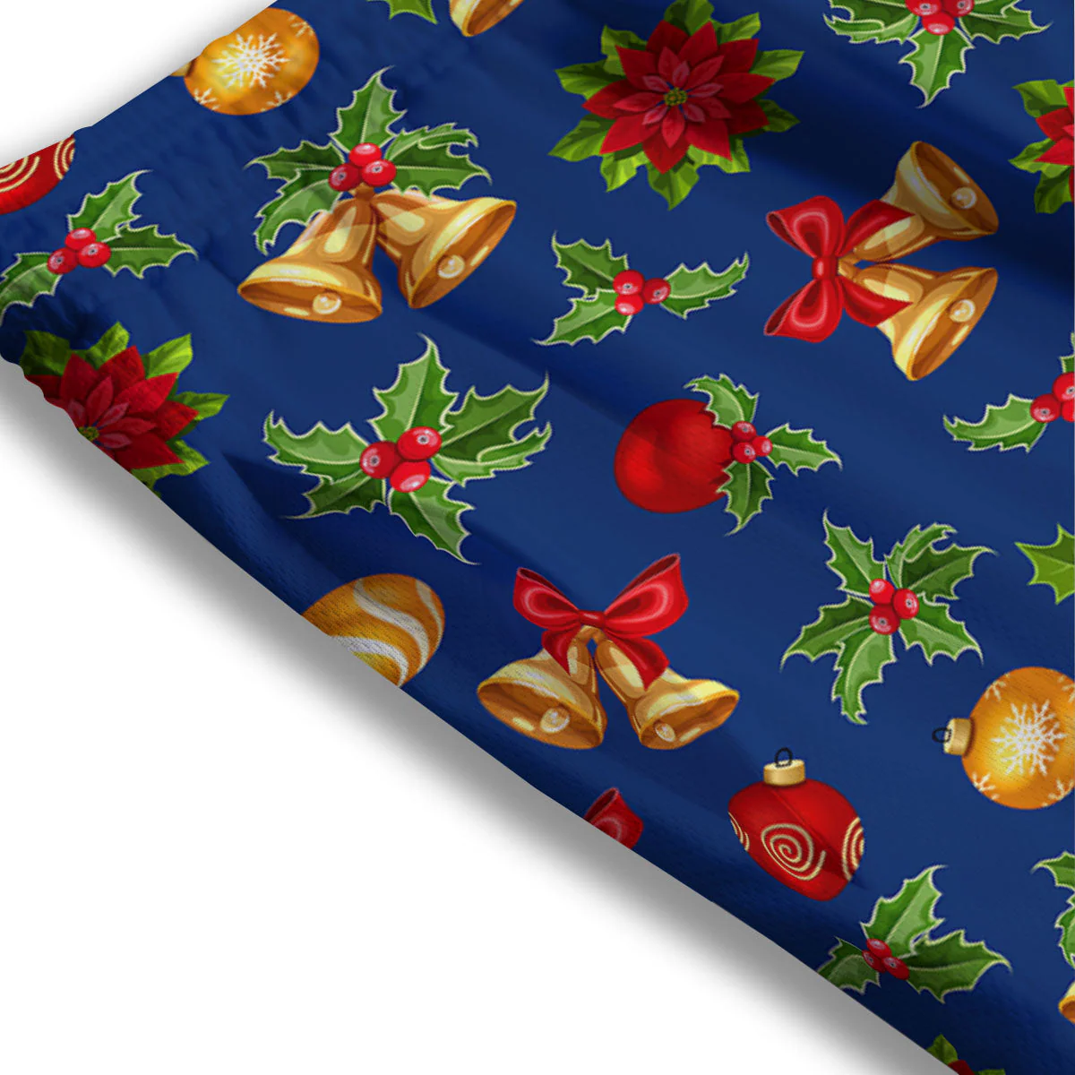 Poinsettia Merry Christmas Print Pattern Mesh Shorts - Image 3