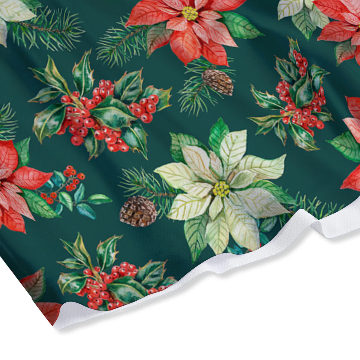 Poinsettia Watercolor Print Pattern Mesh Shorts - Image 4