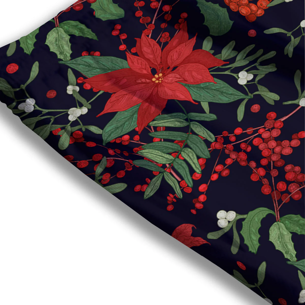 Poinsettia Xmas Print Pattern Mesh Shorts - Image 3