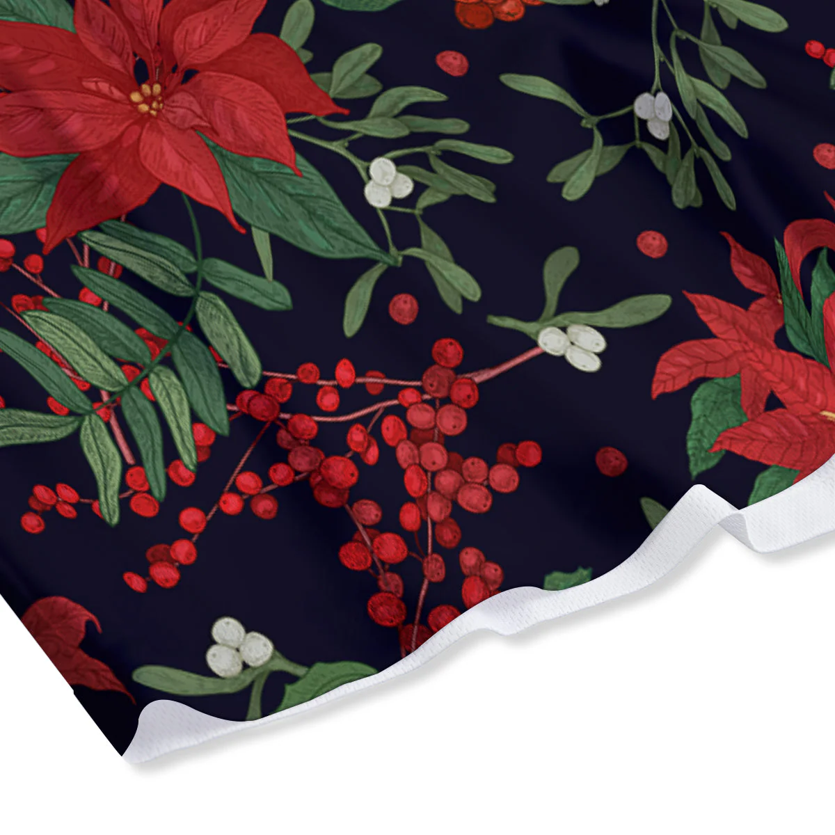 Poinsettia Xmas Print Pattern Mesh Shorts - Image 4