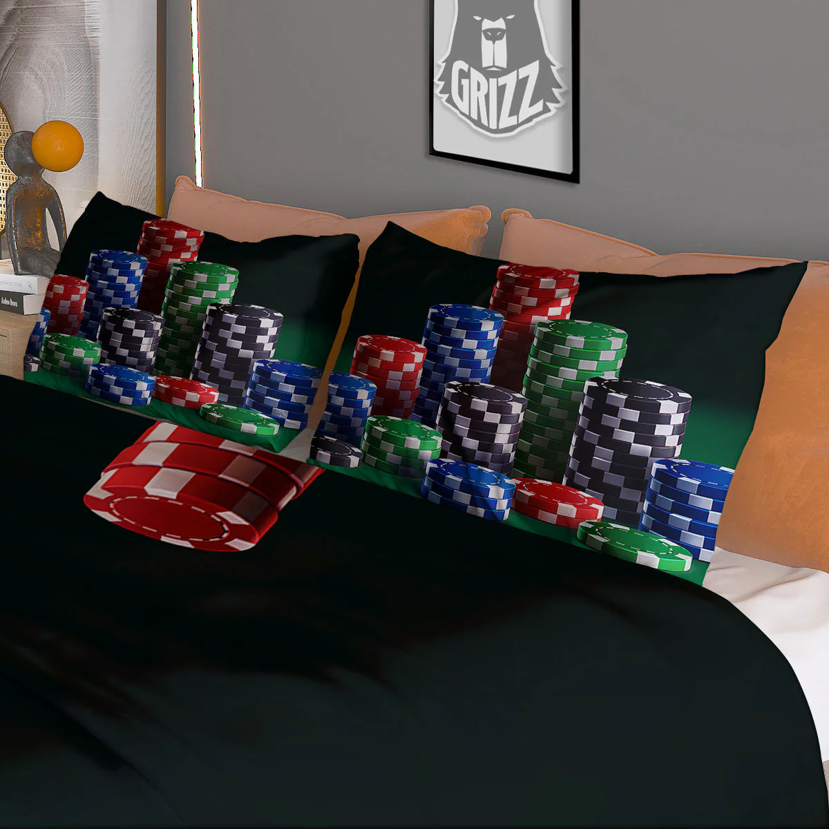 Poker Chips Print Duvet Cover Bedding Set - Image 3