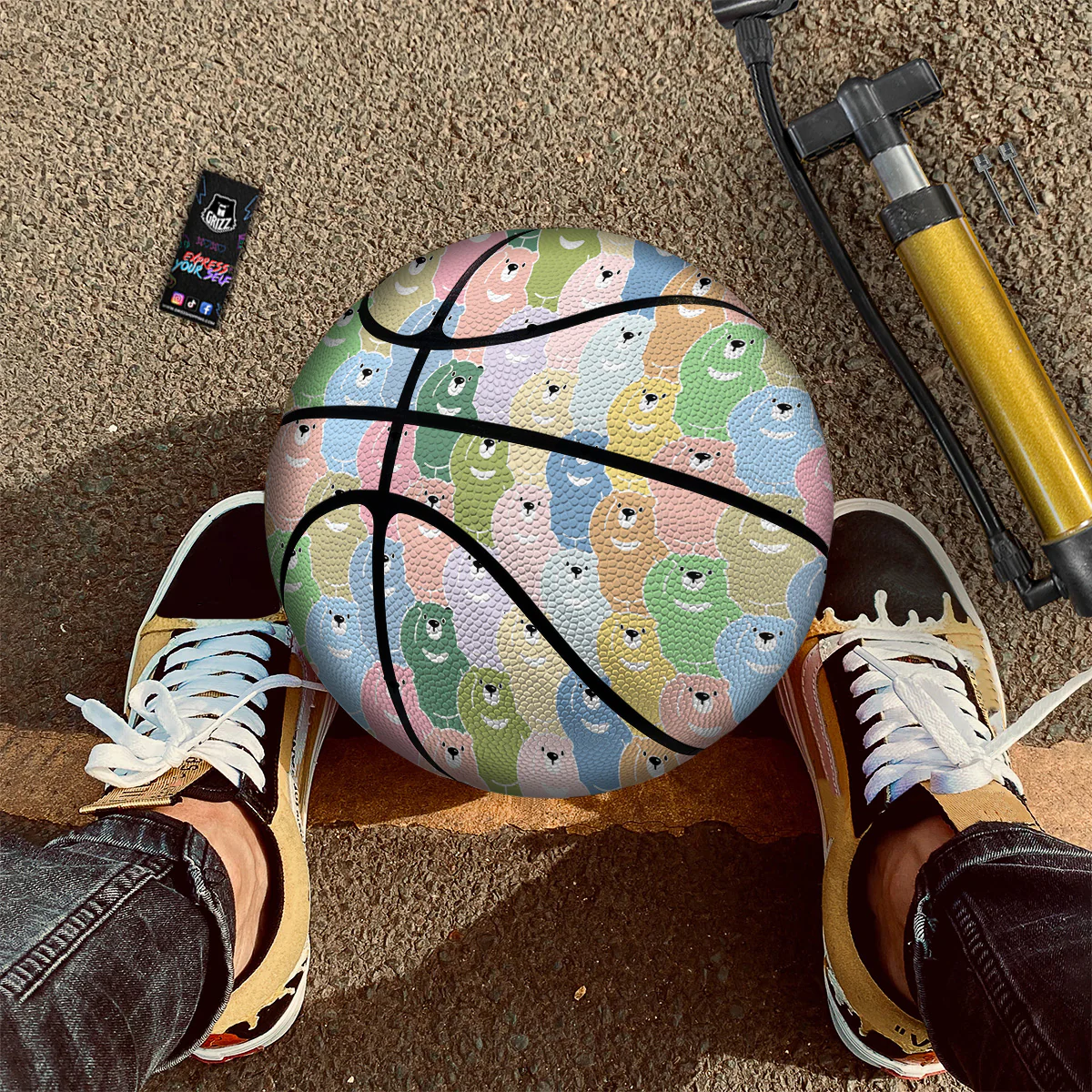 Polar Bear Pastel Print Pattern Basketball - Image 2