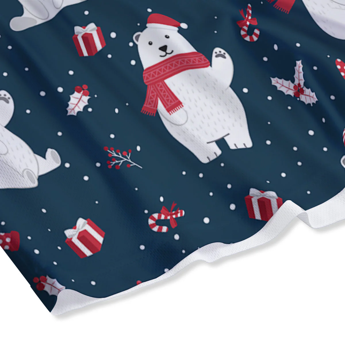 Polar Bear Xmas Print Pattern Mesh Shorts - Image 4