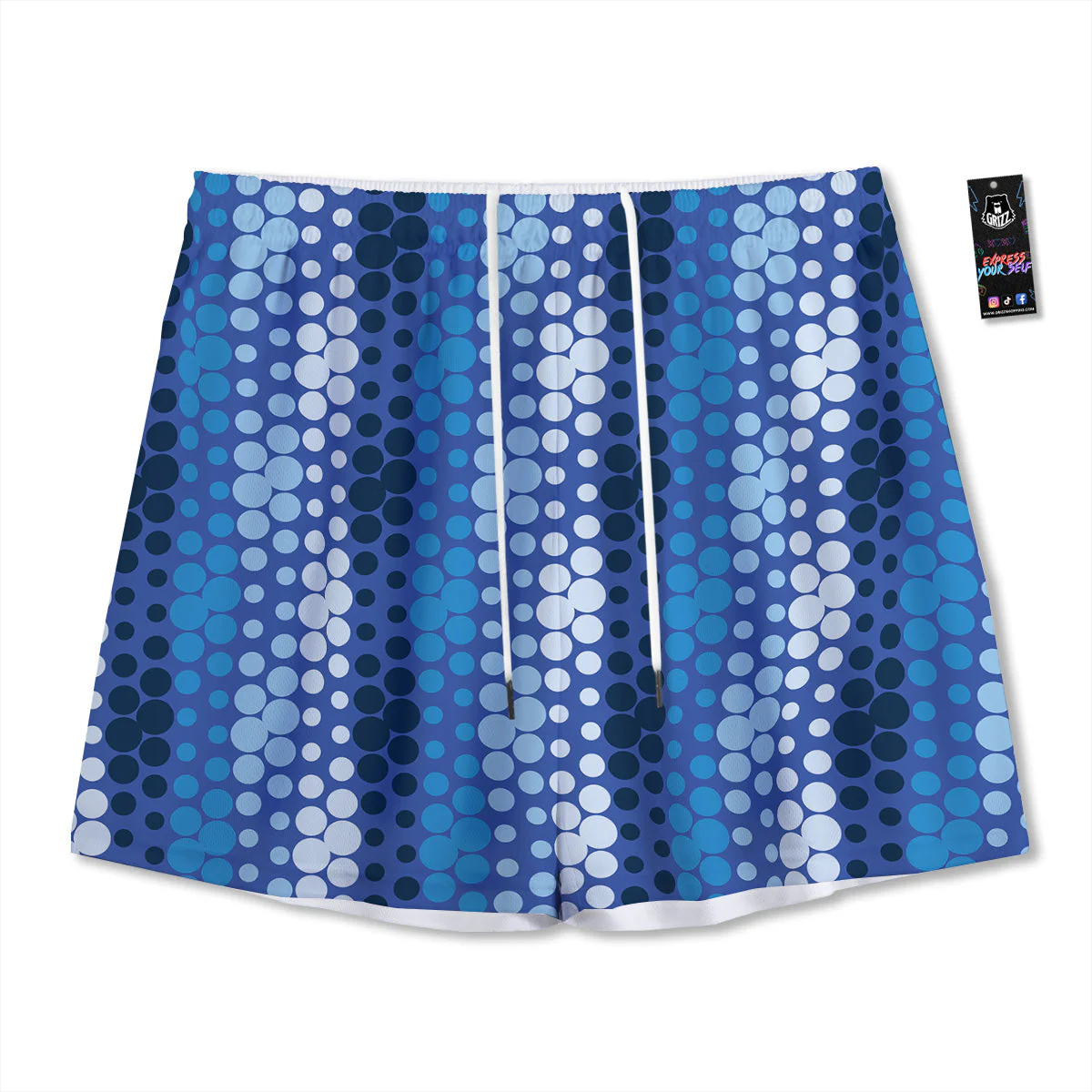 Polka Dot Blue Striped Print Pattern Mesh Shorts