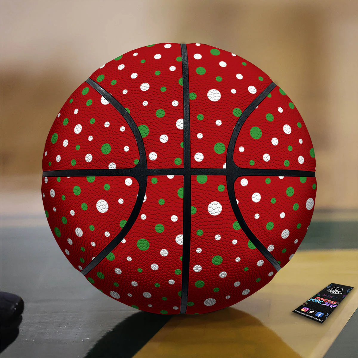 Polka Dot Christmas Style Print Pattern Basketball