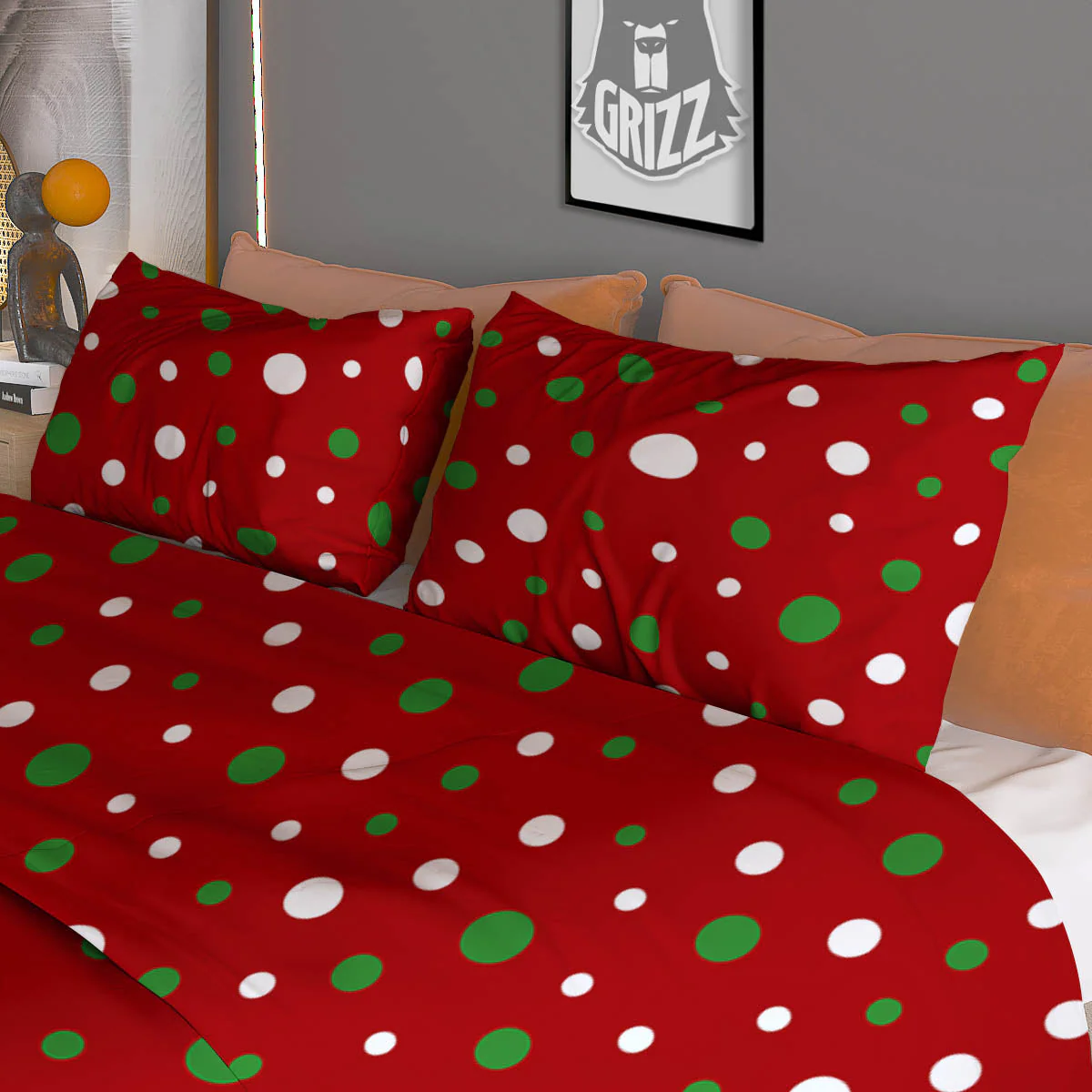 Polka Dot Christmas Style Print Pattern Duvet Cover Bedding Set - Image 3