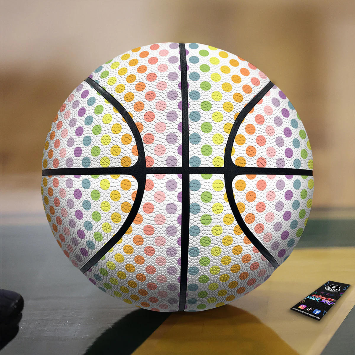 Polka Dot Colors Rainbow Print Pattern Basketball