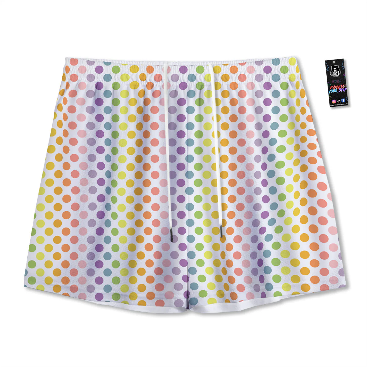 Polka Dot Colors Rainbow Print Pattern Mesh Shorts