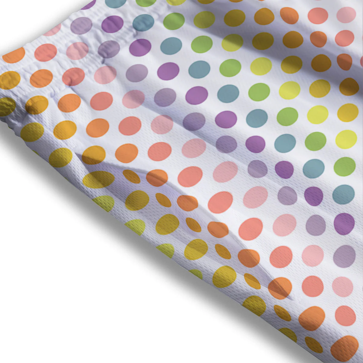 Polka Dot Colors Rainbow Print Pattern Mesh Shorts - Image 3