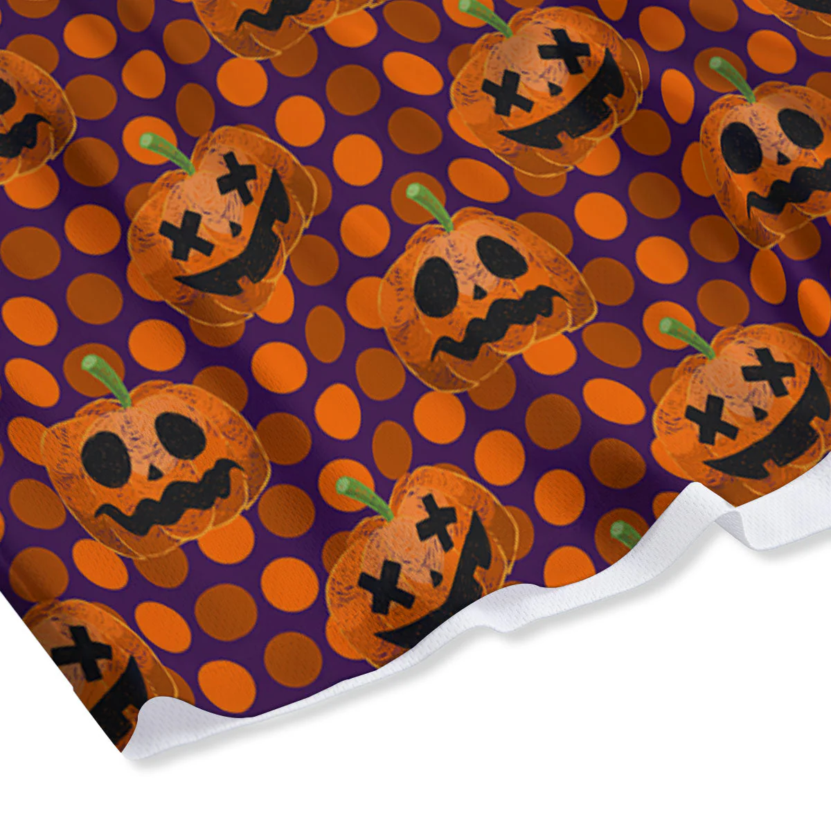 Polka Dot Halloween Pumkin Print Pattern Mesh Shorts - Image 4