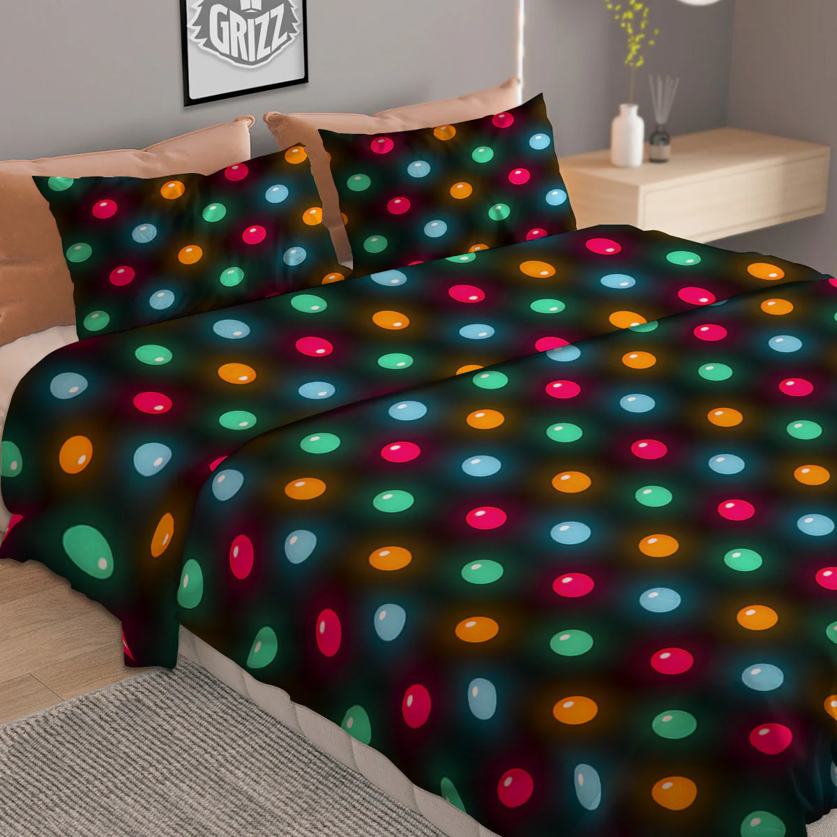 Polka Dot Light Print Duvet Cover Bedding Set - Image 2
