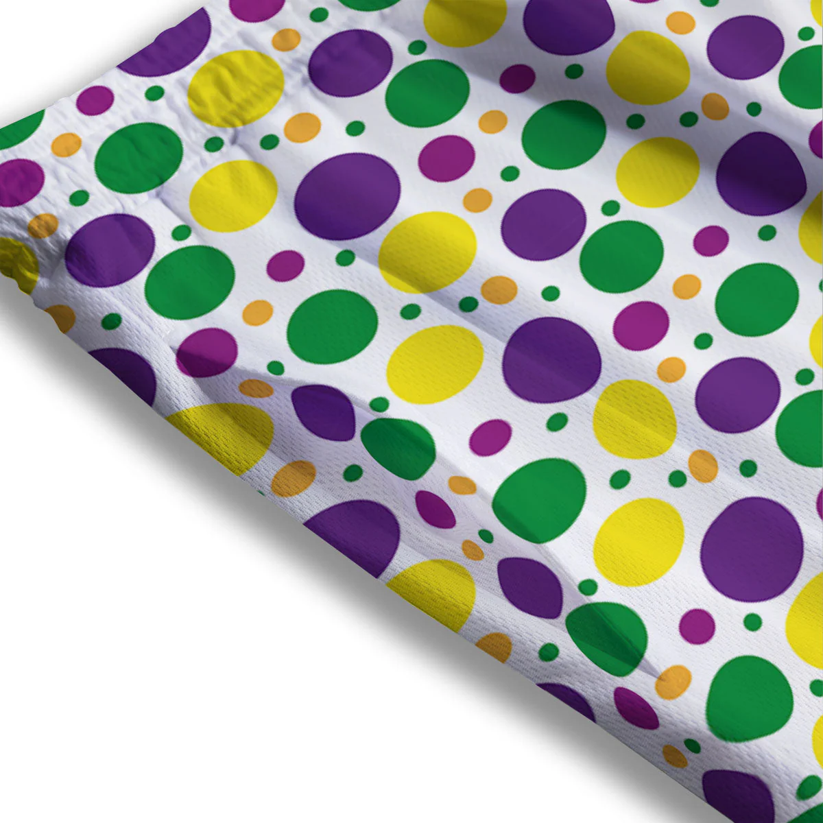 Polka Dot Mardi Gras Print Pattern Mesh Shorts - Image 3