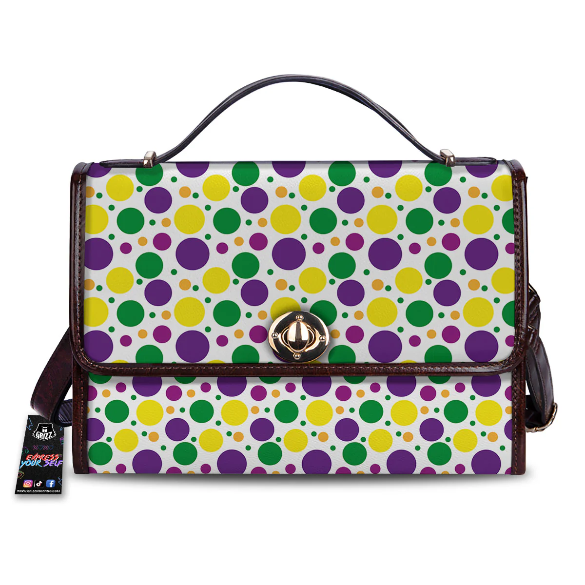 Polka Dot Mardi Gras Print Pattern Women's Satchel Bag