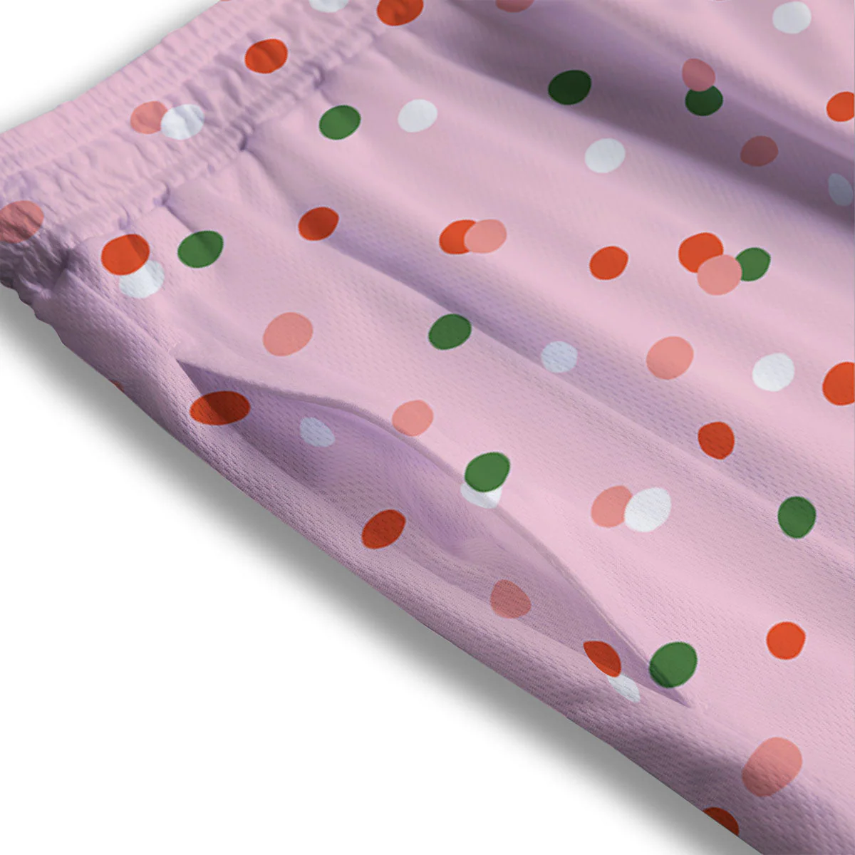 Polka Dot Merry Christmas Print Pattern Mesh Shorts - Image 3