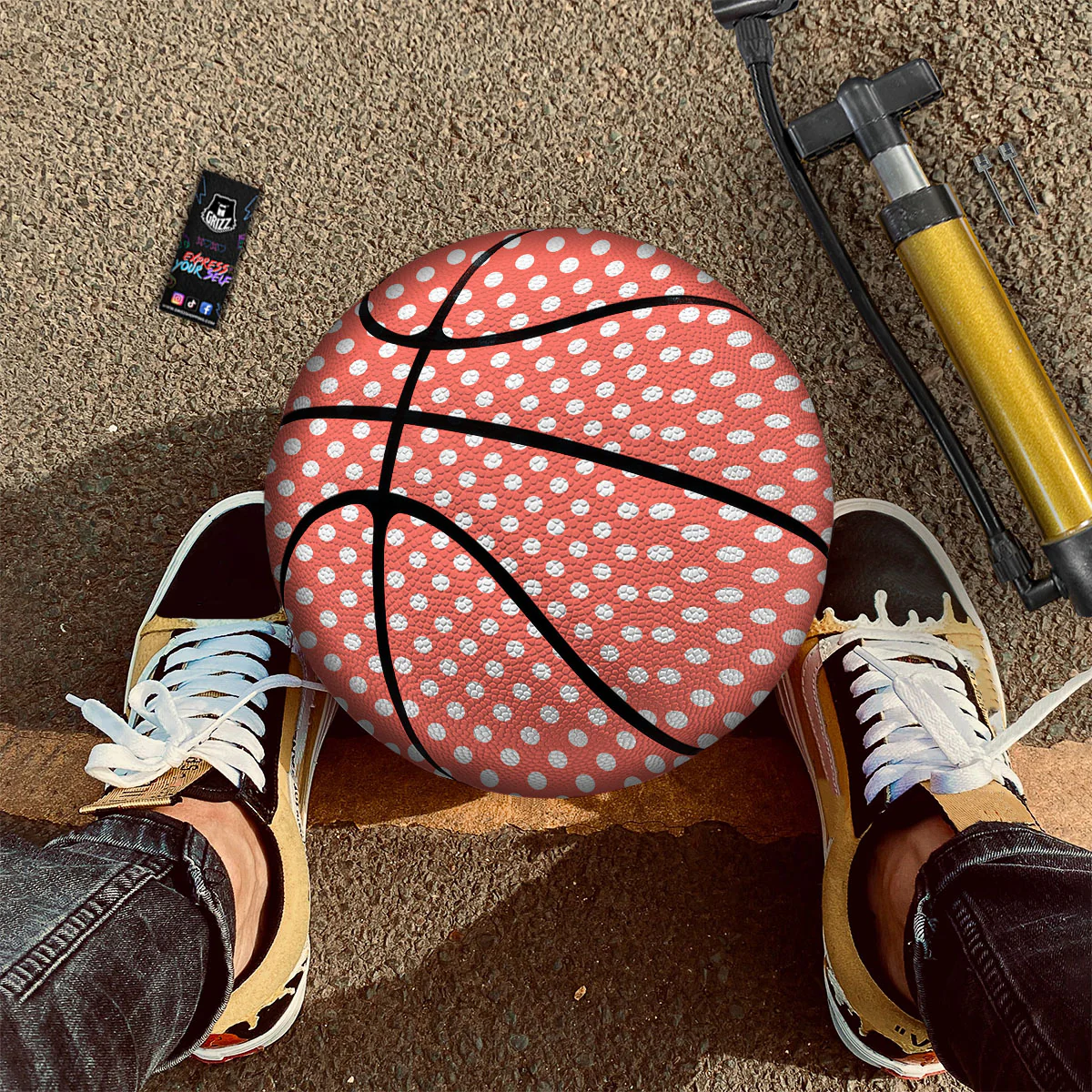 Polka Dot Pastel Red And White Print Basketball - Image 2