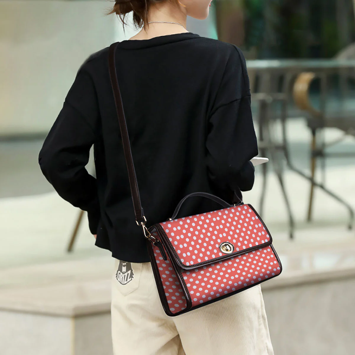 Polka Dot Pastel Red And White Print Women's Satchel Bag - Image 3