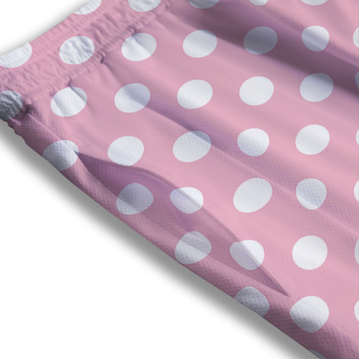 Polka Dot Pink And White Print Mesh Shorts - Image 3