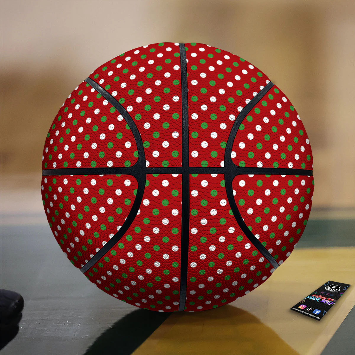 Polka Dot Red And Green Print Pattern Basketball