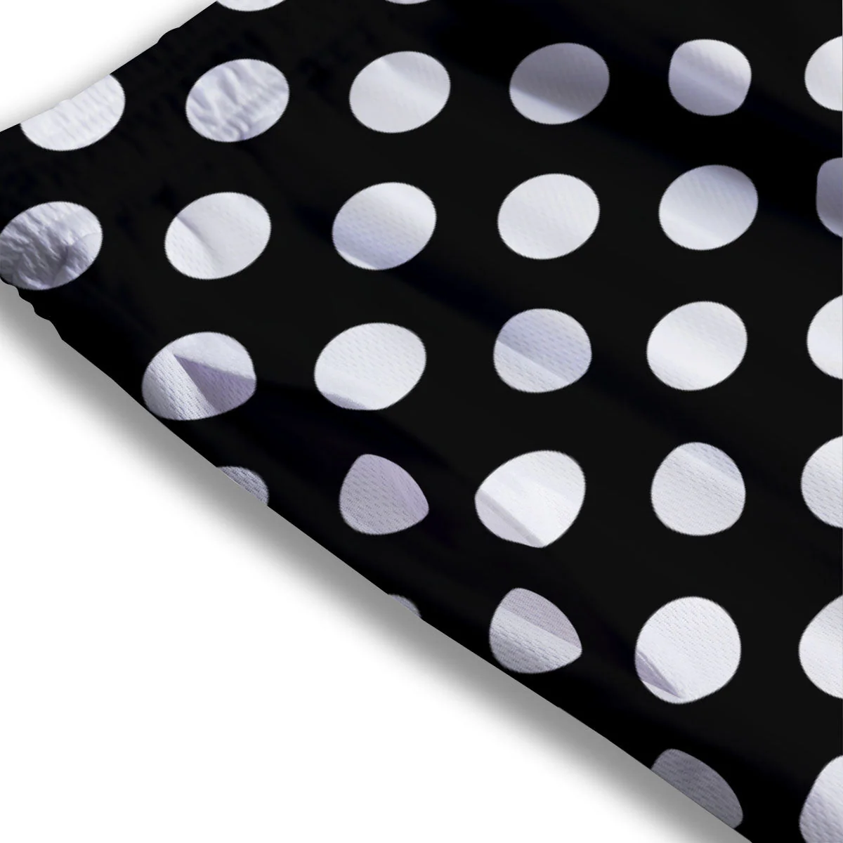 Polka Dot White And Black Print Pattern Mesh Shorts - Image 3