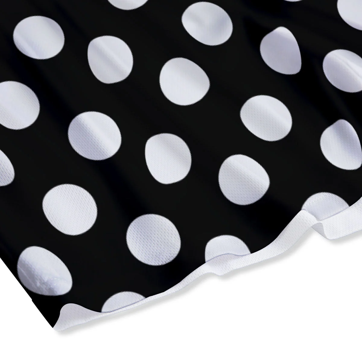Polka Dot White And Black Print Pattern Mesh Shorts - Image 4