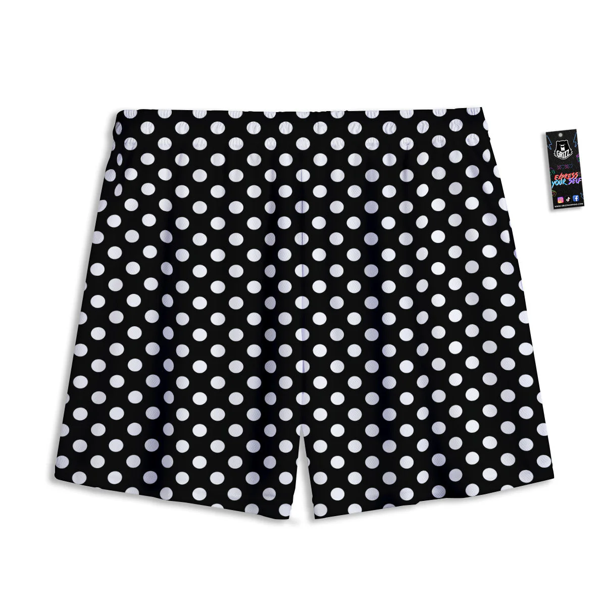 Polka Dot White And Black Style Print Pattern Mesh Shorts - Image 2
