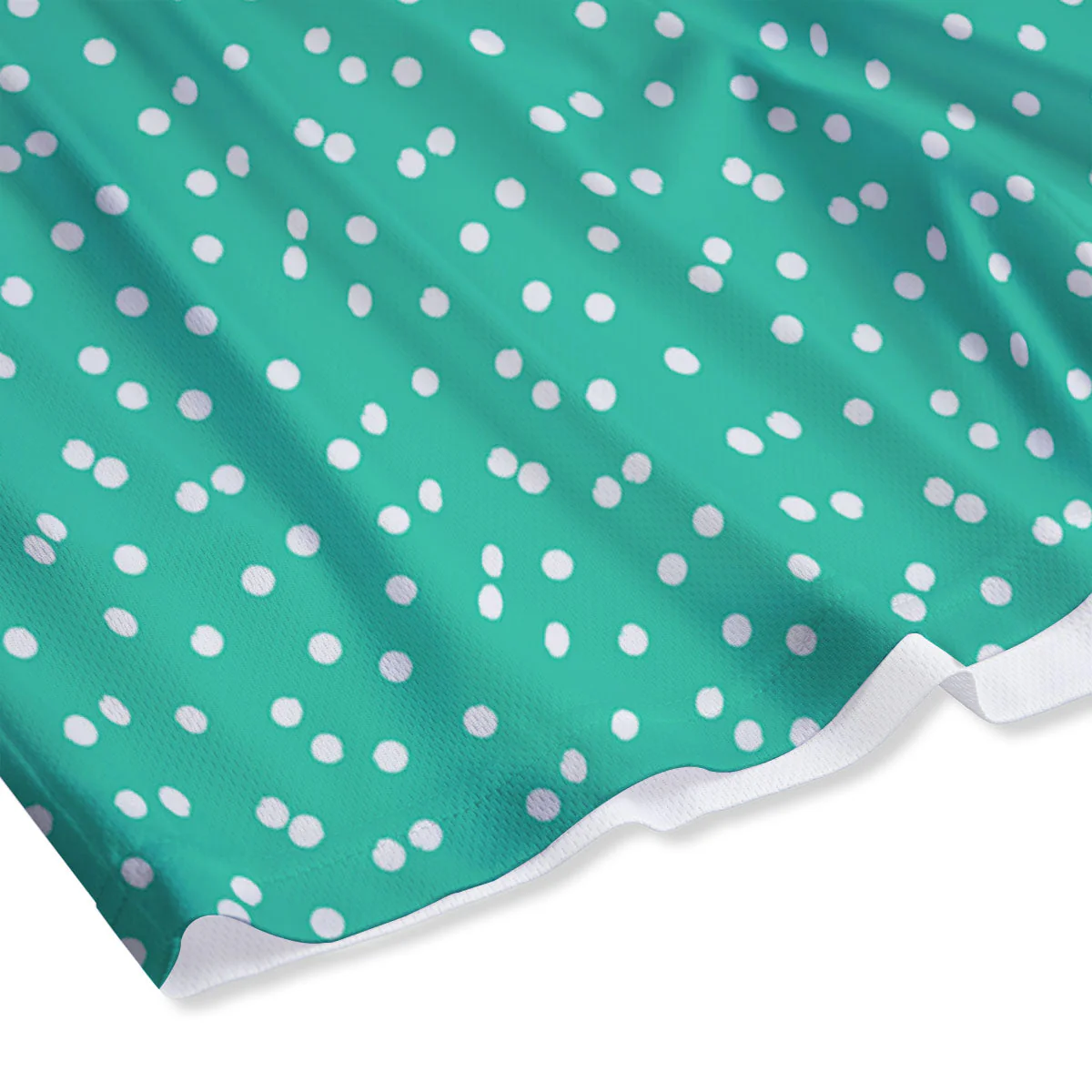 Polka Dot White And Green Print Pattern Mesh Shorts - Image 4