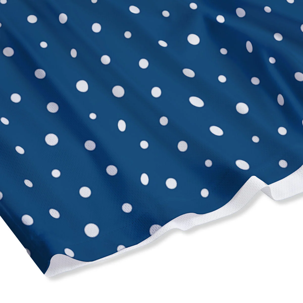 Polka Dot White And Navy Print Pattern Mesh Shorts - Image 4