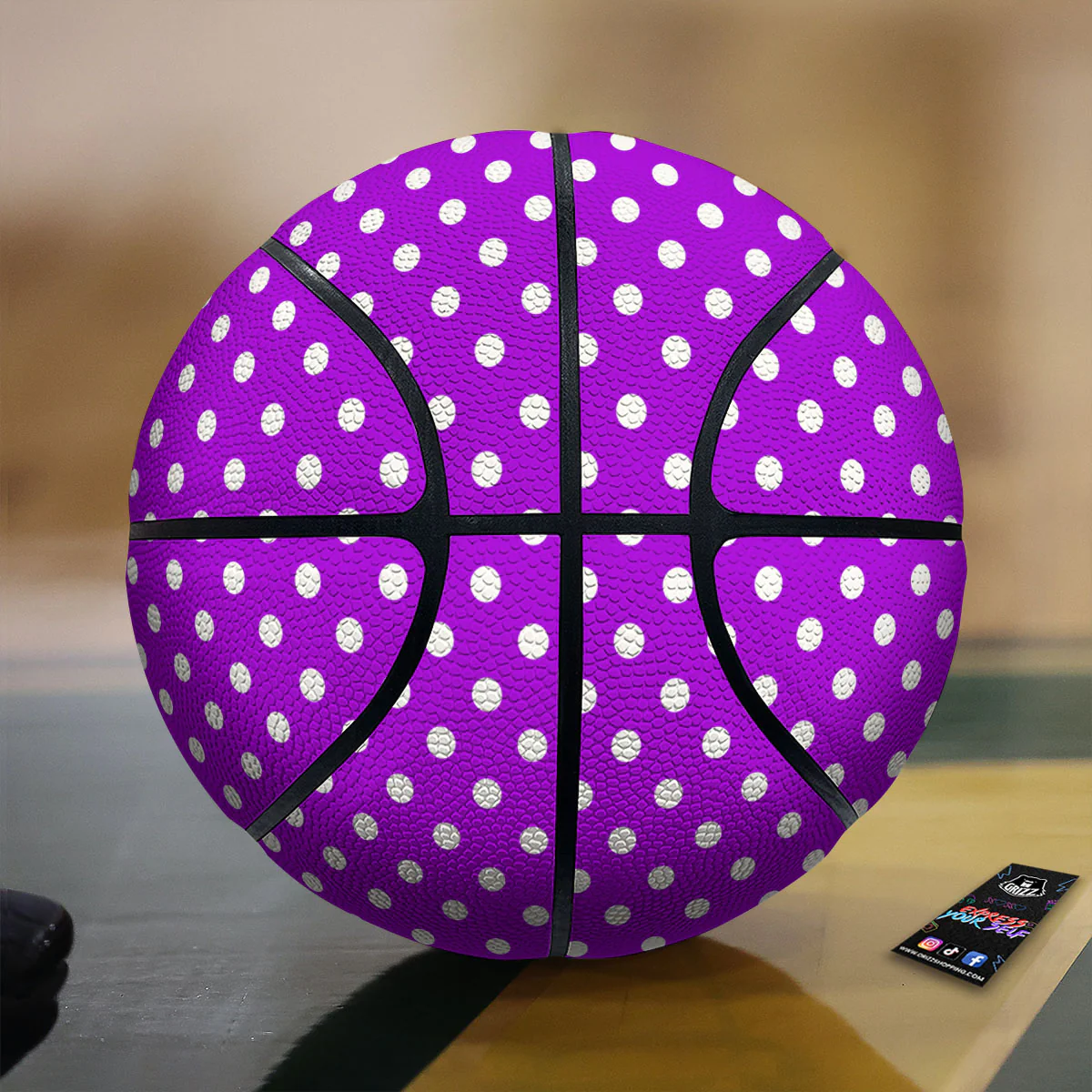 Polka Dot White And Purple Print Pattern Basketball