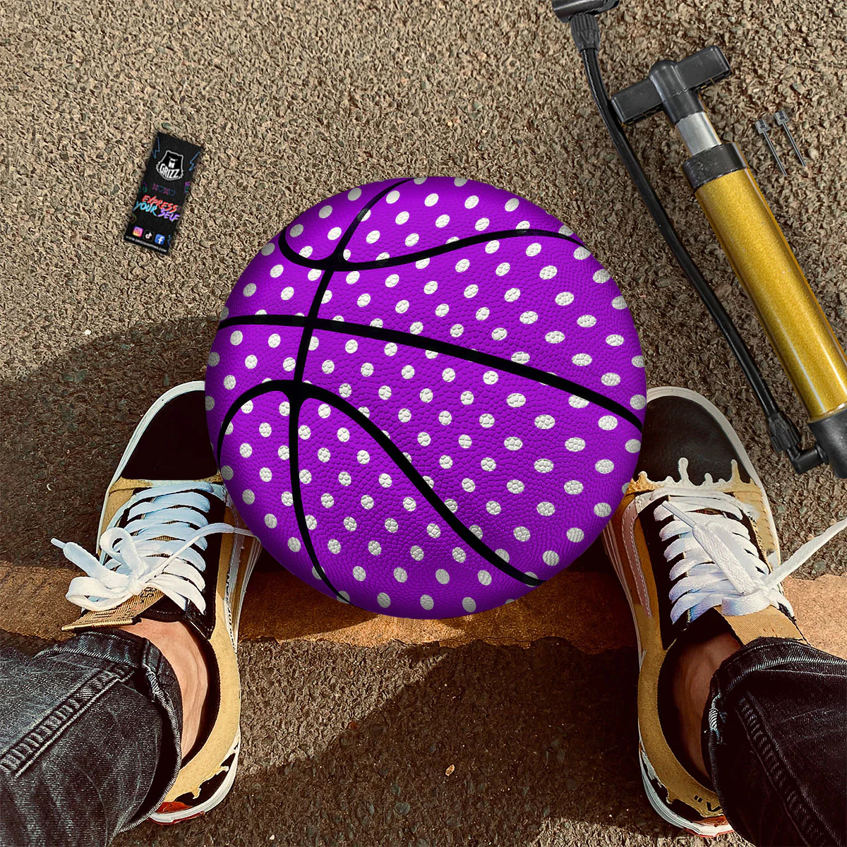 Polka Dot White And Purple Print Pattern Basketball - Image 2