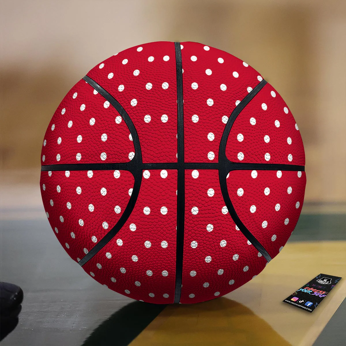 Polka Dot White And Red Print Pattern Basketball