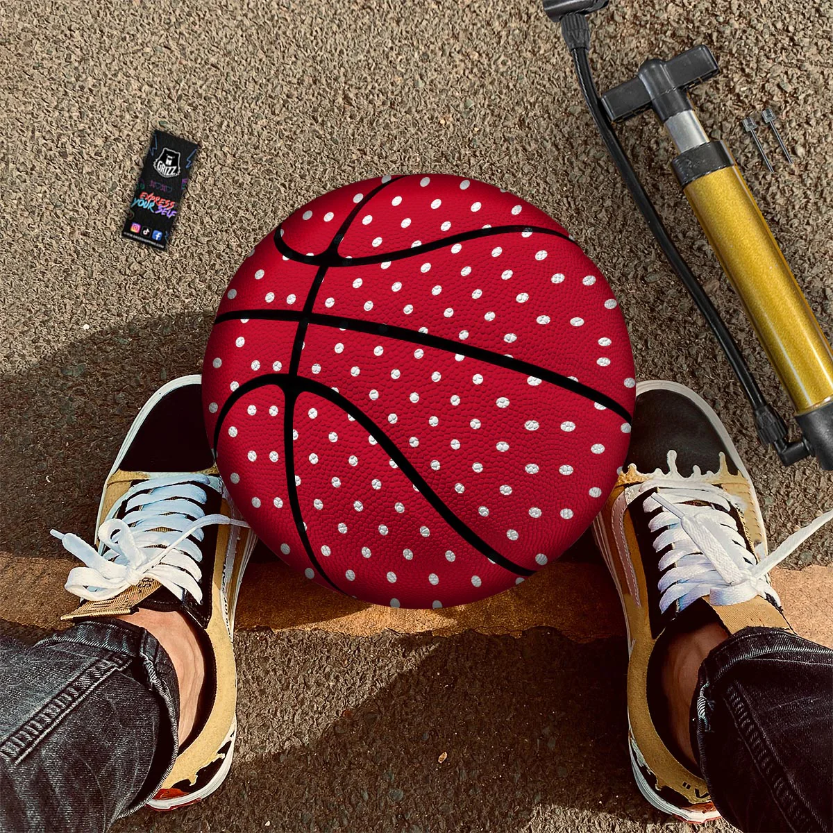 Polka Dot White And Red Print Pattern Basketball - Image 2