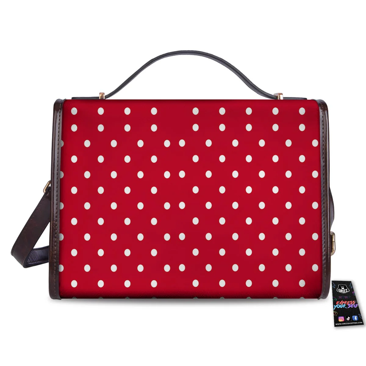 Polka Dot White And Red Print Pattern Women's Satchel Bag - Image 2