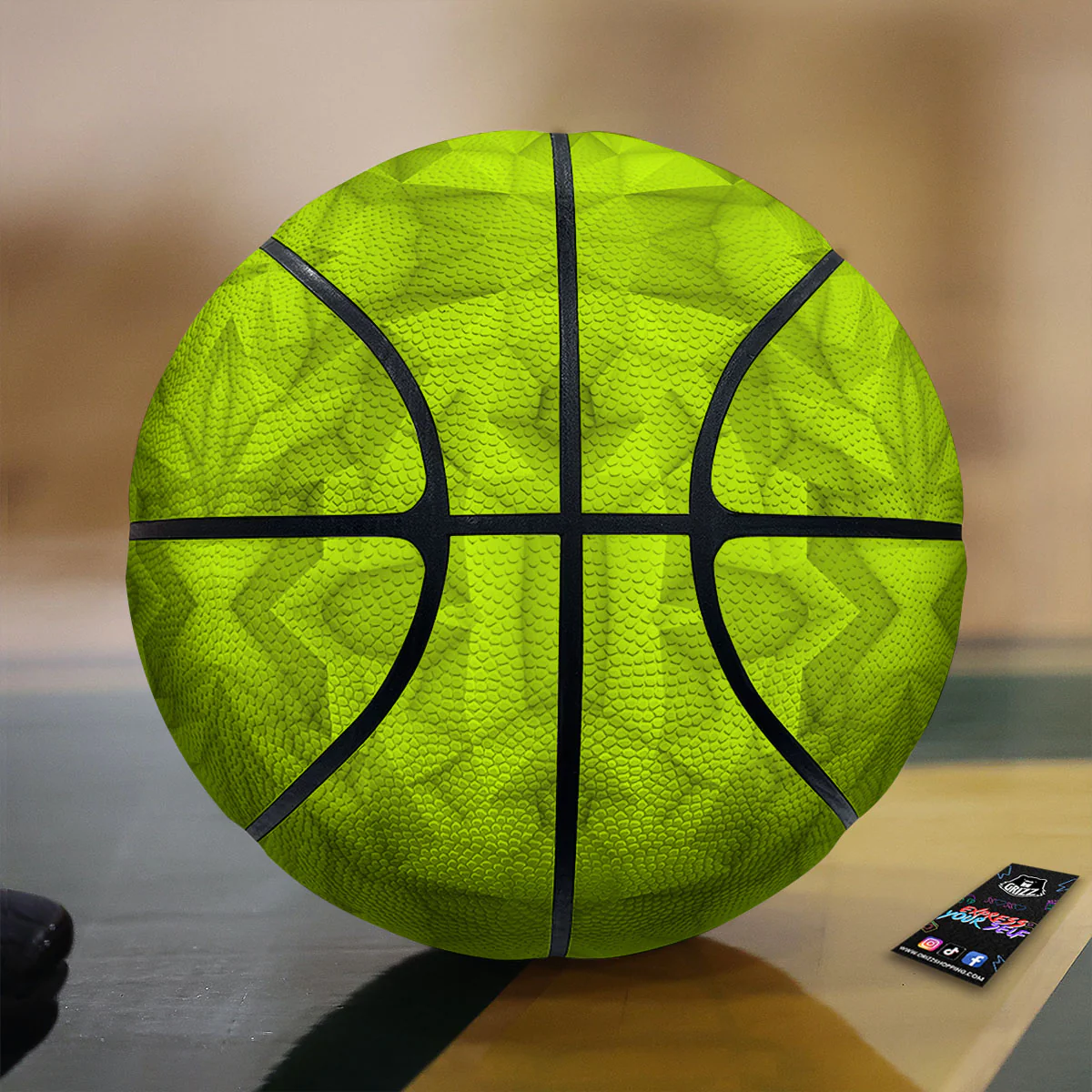 Polygonal Geometric Lime Green Print Basketball