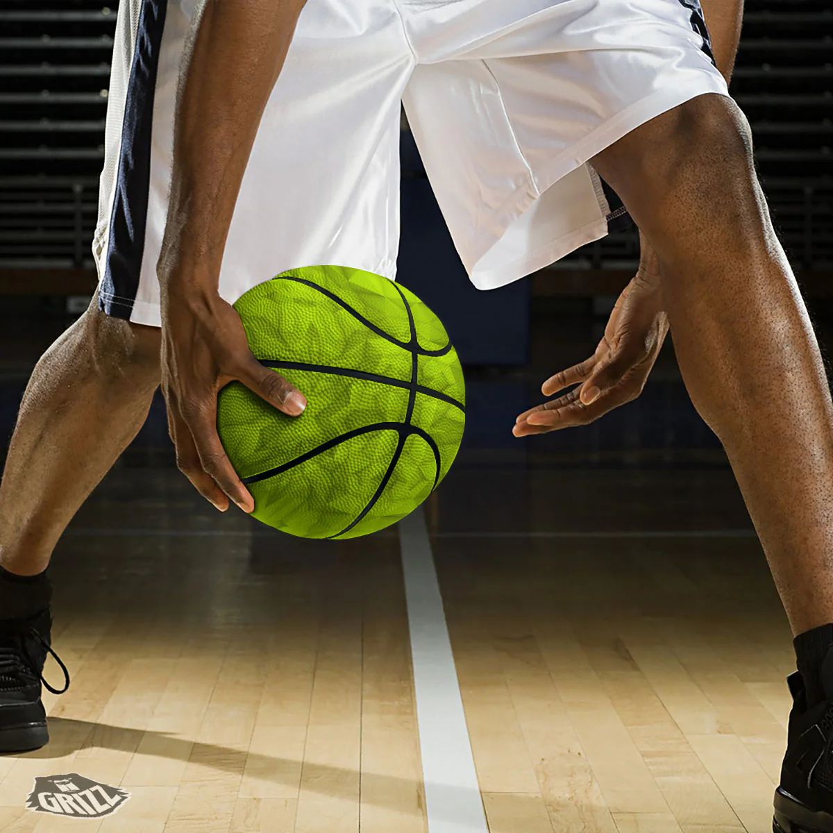 Polygonal Geometric Lime Green Print Basketball - Image 3