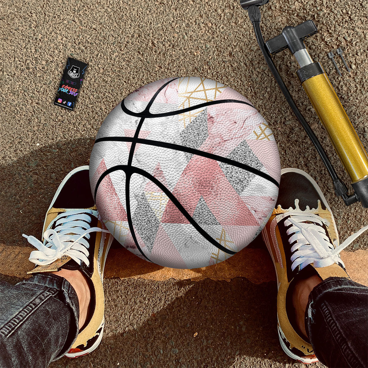 Polygonal Geometric Pink Print Basketball - Image 2