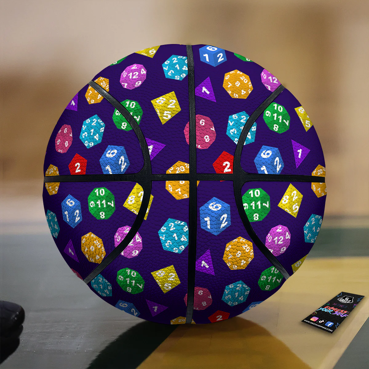 Polyhedron Dice Colorful Print Pattern Basketball